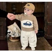 2026春秋子供服 可愛い ニットセーター&パンツ セットアップ 韓国風 ベビー服 キッズ服 [73~120cm]