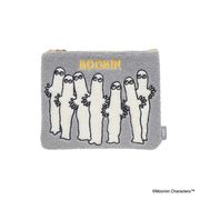 【コスメポーチ】ムーミン MOOMIN サガラ刺繍フラットポーチ ニョロニョロ グレー