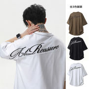 メンズ バック切替デザイン コットン 半袖Tシャツ 夏新作 アメリカンカジュアル プリントトップス★全3色