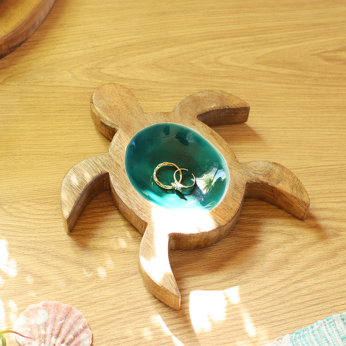 エナメルトレイ ホヌ[トレー小物入れ木製亀カメかめ海マリンハワイサーフフラアジアンリゾート26SS]