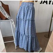ボトムス スカート Aライン フリルスカート  ロング丈 総柄