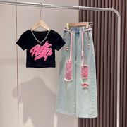 2026夏新作 子供服 　キッズ　女の子　T-シャツ　デニムパンツ　おしゃれ　120～170cm