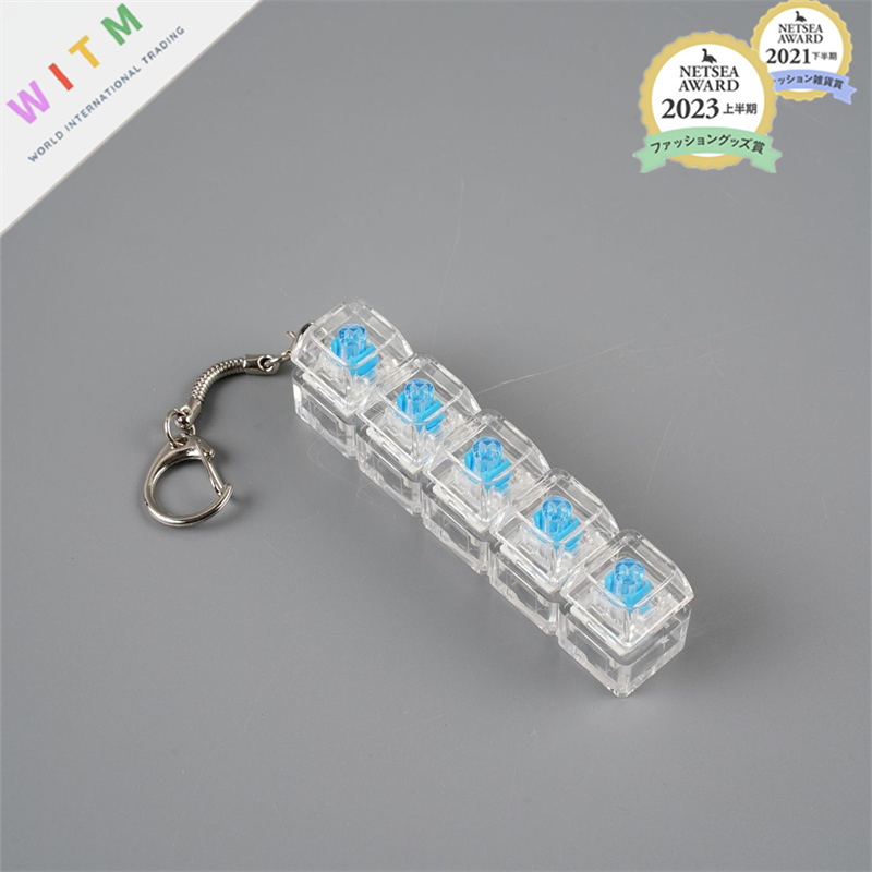 5 キー メカニカルキーボード フィジェットトイ キーホルダー バッグチャーム LED発光 ストレス解消