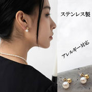 金属アレルギー対応 10mm パール ピアス レディース スタッドピアス ゴールド 卒業式 入学式