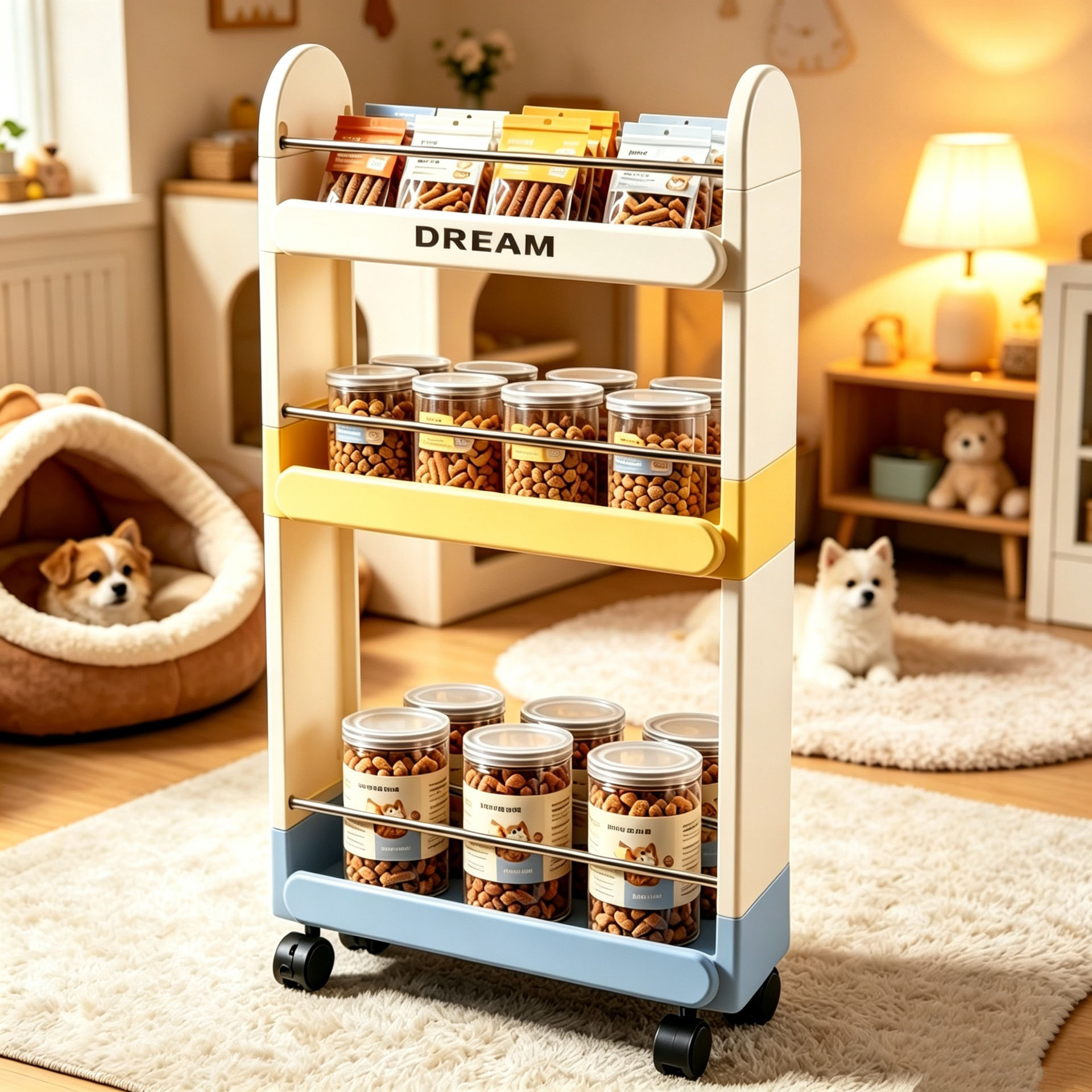 ペット ペット用品 収納棚 収納ボックス 省スペース キャスター付き 犬