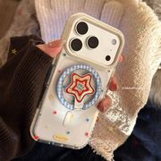 クリアカラー星柄 iPhone 17ProMax/17 金メッキマグネットスタンド搭載
