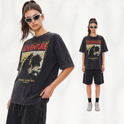 メンズ 無地/プリント ビンテージ風 半袖 Tシャツ 男女専用 ストリート系 トップス 夏 2026新作★