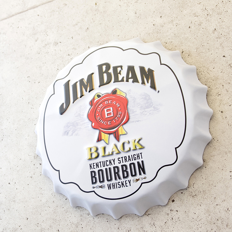 ビアーキャップ　エンボスプレート ★ JIM BEAM BLACK in White★