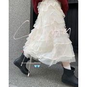 メッシュスカート Aライン レース ロング丈 ふわふわ