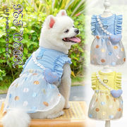 犬服 ワンピース 夏 小型犬 女の子 キャミソール フリル 夏服 水玉 レース リボン 涼しい 通気性
