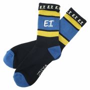 【靴下】E.T. カラフルラインソックス ロゴ ブラック