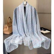 柔らか ボタニカル小花柄 シフォンシルクタッチ 大判ストール スカーフ 　91323
