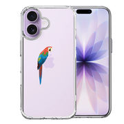 iPhone17 側面ソフト 背面ハード ハイブリッド クリア ケース アカコンゴウ インコ