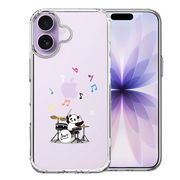 iPhone17 側面ソフト 背面ハード ハイブリッド クリア ケース ドラム パンダ 音符