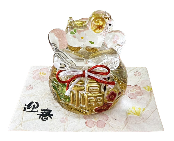 ☆開運招福の干支☆ 縁起の良い置物【未 巾着金彩硝子飾り】 | 卸売