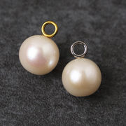 淡水パール チャーム ラウンド【1個】約18mm ステンレス ゴールド シルバー 真珠【p-pe342】