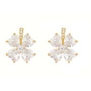 レーディス 華やか キラキラ クローバー四つ葉 ハート ビジューピアス 　e01098
