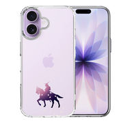 iPhone17 側面ソフト 背面ハード ハイブリッド クリア ケース  騎乗侍と桜