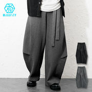 【立体コクーンワイドパンツ】MinoriTY メンズ ベルト付 ポンチ 新作 2026