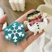 バンスクリップ　ヘアクリップ　雪だるま　ヘアアクセサリー　アクリル　韓国ファッション