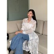 シアーレース かぎ編みロングワンピース