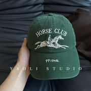 アメカジ レトロ 乗馬柄 刺繍 キャップ 春夏物 アウトドア 紫外線対策 小顔効果