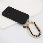 スマホチェーン パール調 チャーム付き スマホケース用 ストラップ