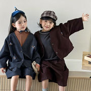 2026 秋 新作 2点セット ジャケット 韓国風子供服 男女兼用 上着 タンクトップ 防寒 コート