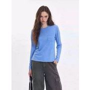 ポケットデザイン長袖Tシャツ スリム レディース