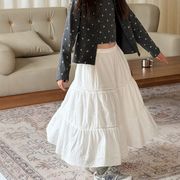 2026秋※女の子 ハイウエスト ロングスカート 刺繍レース Aライン フレアスカート