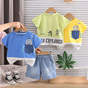 2026夏 新作 Tシャツ 半袖 キッズ  0～5 歳 ベビー 男女兼用  キャラクター 2 点セット 大量在庫 80-120cm