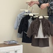 2026 韓国風 キッズのおしゃれカジュアルフーディー2点セット Tシャツ追加可能 無地 ユニセックス ヘビロテ