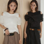 夏新作 トップス Tシャツ シャツ レディース ラウンドネック デザイン 気質