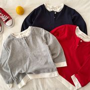 2026秋※長袖フェイクレイヤードTシャツ キッズ 男女兼用